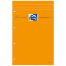 Bloc de bureau Oxford 21 x 31,5 cm agrafé orange perforé - ligné 8 mm - 80 feuilles