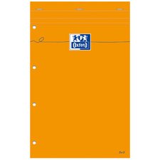 Bloc de bureau Oxford 21 x 31,5 cm agrafé orange perforé - ligné 8 mm - 80 feuilles