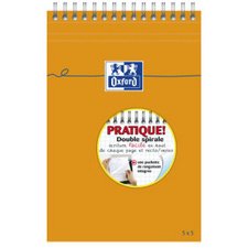 Bloc-notes, A5, quadrillé, 80 feuilles, reliure