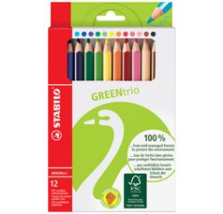 Crayon de couleur GREENtrio, épais, étui de 12