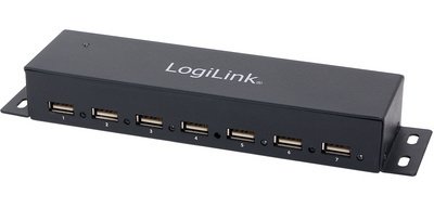 USB 2.0 hub for wall mounting, 7 ports, enclosure