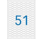 Etiquette bijouterie, 45 x 8 mm, format A5, enlevable