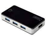 Hub USB 3.0, 4 ports, bloc d'alimentation incl, noir