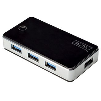 Hub USB 3.0, 4 ports, bloc d'alimentation incl, noir