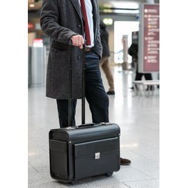 Valise pour pilotes SILVANA, simili cuir, noir