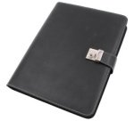 Classeur à anneaux, A4, cuir nappa, noir