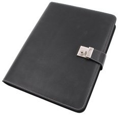 Classeur à anneaux, A4, cuir nappa, noir