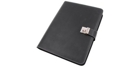 Classeur à anneaux, A4, cuir nappa, noir