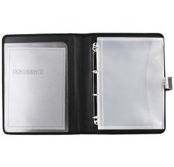 Classeur à anneaux, A4, simili cuir, noir