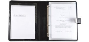 Classeur à anneaux, A4, simili cuir, noir