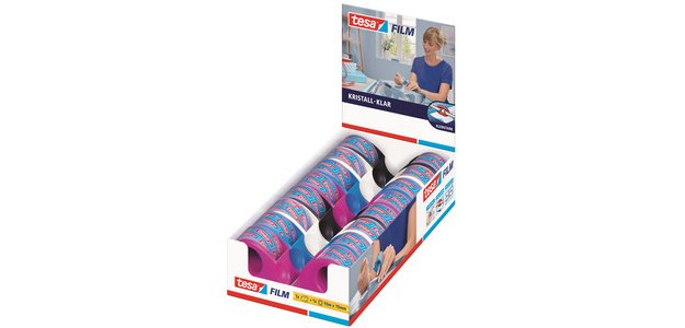 Mini Klebebandspender mit 1 Rolle Tesafilm, 16 Stück