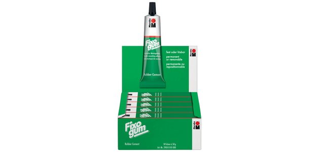 Colle de montage 'Fixogum Rubber Cement', présentoir
