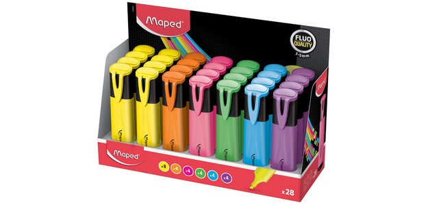 Surligneur FLUO'PEPS Classic, présentoir de 28 pièces