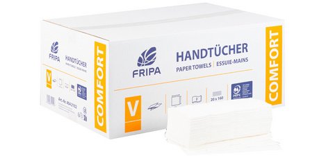Fripa Essuie-mains COMFORT, 250 x 230 mm, pli V, extra blanc