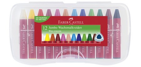 FABER-CASTELL Craies triangulaires à la cire Jumbo, étui 12