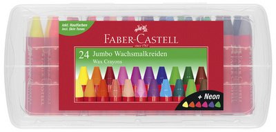 FABER-CASTELL Craies triangulaires à la cire Jumbo, étui 24