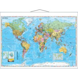Wereldkaart, gelamineerd, (B)1370 x (H)970 mm