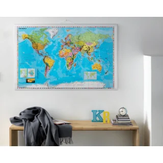 Carte murale souple recto Europe / verso Monde - L 138 x H 98 cm