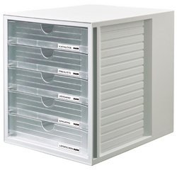 Module de classement SYSTEMBOX, 5 tiroirs, gris/bleu