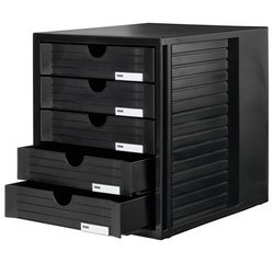 Han bloc à tiroirs Systembox avec 5 tiroirs fermés, transparent bleu