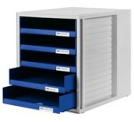 Module de classement, 5 tiroirs ouverts, gris clair