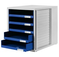 Module de classement, 5 tiroirs ouverts, gris clair