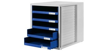 Module de classement, 5 tiroirs ouverts, gris clair