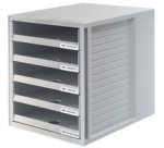 Light gray 5-drawer open filing module