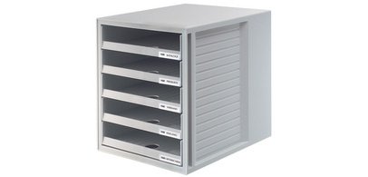 Light gray 5-drawer open filing module