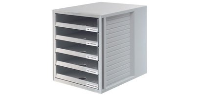 Light gray 5-drawer open filing module