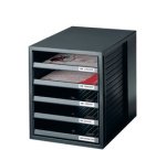 Module de classement, 5 tiroirs ouverts, noir