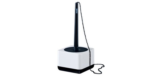 Porte-stylo à bille i-Line, plastique, blanc / noir
