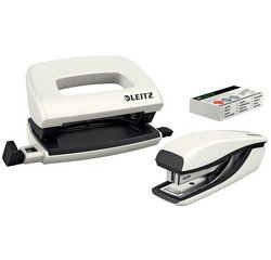 Leitz NeXXt WOW mini nietmachine en perforator set, blister, metaal, wit