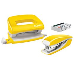 Kit mini agrafeuse et perforateur Nexxt WOW, jaune