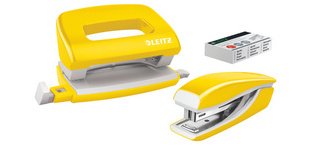 Kit mini agrafeuse et perforateur Nexxt WOW, jaune