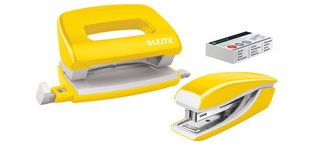 Kit mini agrafeuse et perforateur Nexxt WOW, jaune