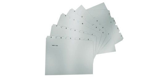 Index alphabétique A-Z, PP, A4 paysage, 25 onglets, gris