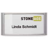 Badge CLASSIC, à aimant, 65 x 25 mm, argent