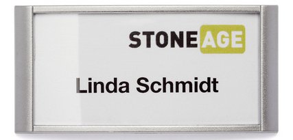 Badge CLASSIC, à aimant, 65 x 30 mm, argent