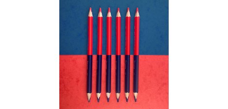 Farbiger TWIN Jumbo Bleistift, blau/rot, dreieckig