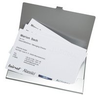 Etui pour cartes de visite, en aluminium, argent mat