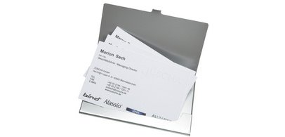 Aluminum business card holder, matte silver