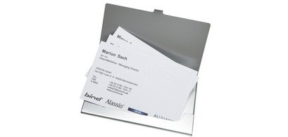 Etui pour cartes de visite, en aluminium, argent mat