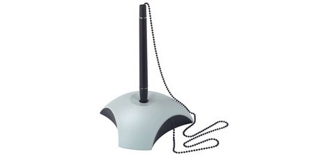 Porte-stylo à bille DELTA, plastique, gris/noir