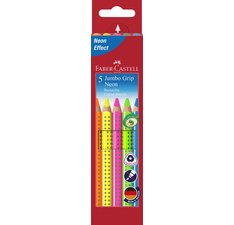 FABER-CASTELL Crayons couleur Jumbo GRIP Neon, 5 étui carton
