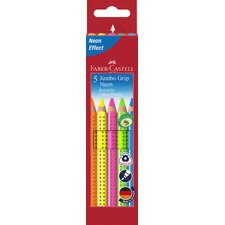 FABER-CASTELL Crayons couleur Jumbo GRIP Neon, 5 étui carton