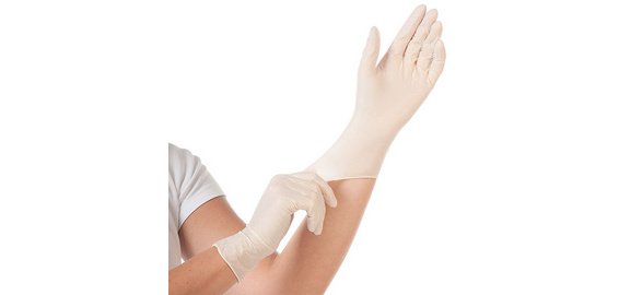 Gants en latex 'GRIP', S, blanc - Boîte de 100 gants