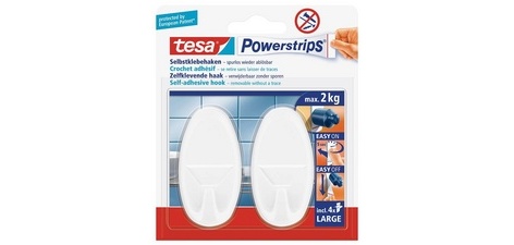 Powerstrips Crochet adhésif LARGE, oval, blanc