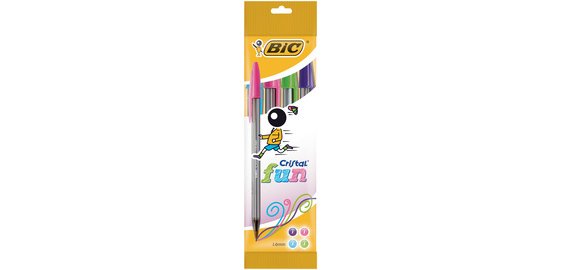 BIC Cristal Fun Ballpoint Pen, pack of 4 cardboard case