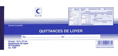 Carnet à souche 'Quittances de loyer', 100 x 270 mm